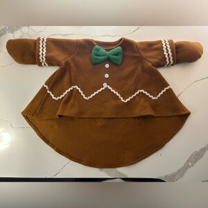 Gingerbread Infant Long Sleeve Round Neck Dress Top,3 - 6 months, Brown & Green